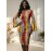 Bohemian 3D Art Print Pencil Skirt - A-Line Slim Fit Mid-Length with, Psychedelic Hippie Patterns (Floral/Geometric/Stripes) for Festival, Party, Office - Non-Stretch Round neck Skirt