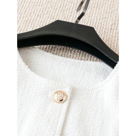 Women's Elegant White Tailored Jacket - Structured Collar Single-Button Closure, H-Line Silhouette Long Sleeve Blazer Coat for Casual & Formal Events, All-Season Versatile Outerwear (Machine Washable) - Office, Wedding, Everyday Outfits