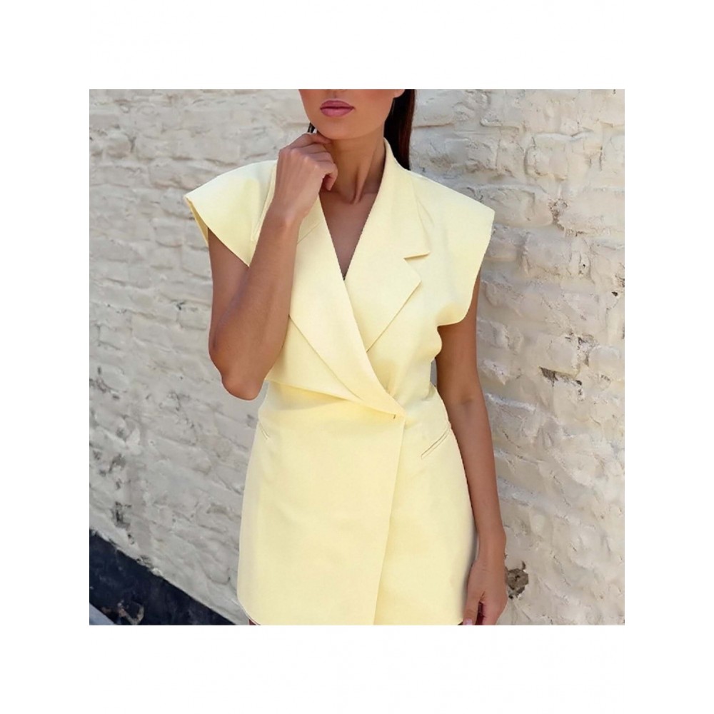 Women's Sleeveless Blazer Vest - Elegant Loose-Fit Single-Breasted Jacket, Solid Color Commuter Style, Machine Washable Winter & All-Season Outerwear for, Office, or Semi-Formal Events - Youthful Professional Wardrobe Staple
