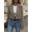 Women's Short Plaid Suit Jacket - Double Breasted Blazer with H-Line Silhouette, Loose Fit Short Length for Professional & Smart-Casual Outfits, Spring Summer Fall (Suitable for, Bluffers/Events)